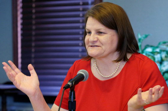 Wisconsin Judge Hannah Dugan speaking at a legal forum in Milwaukee