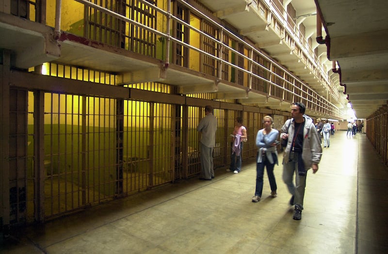 Alcatraz prison viewed from San Francisco Bay, a central focus of Trump Truth Social debate