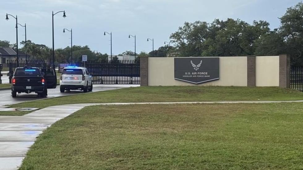 View of Keesler AFB main gate during lockdown