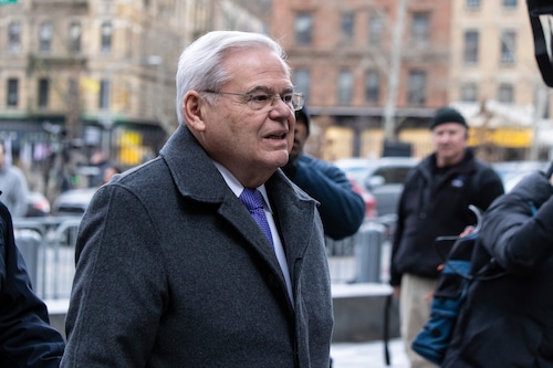 Robert Menendez leaves federal court in New York following bribery conviction