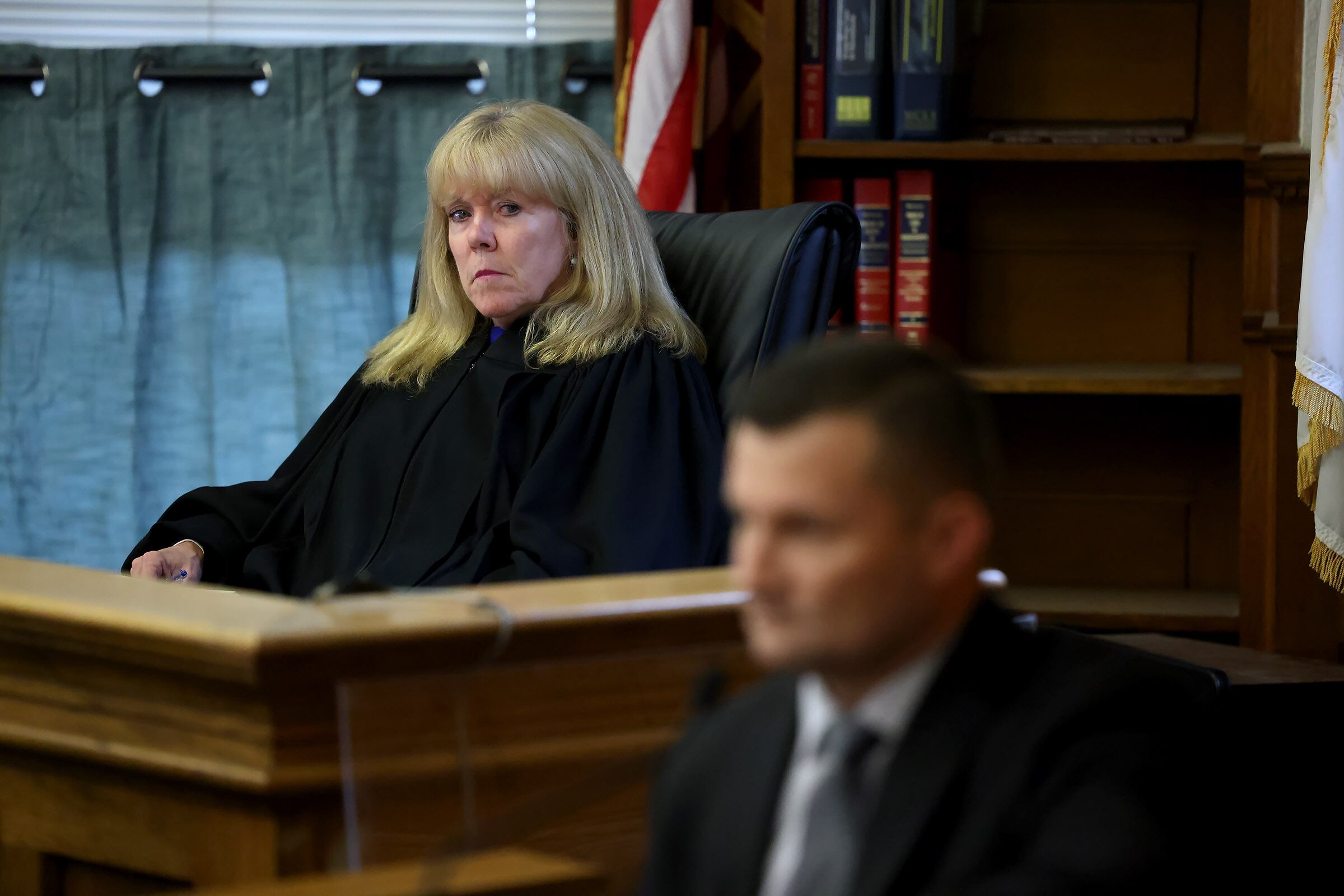 Members of the public and press watching Karen Read trial live in the courtroom