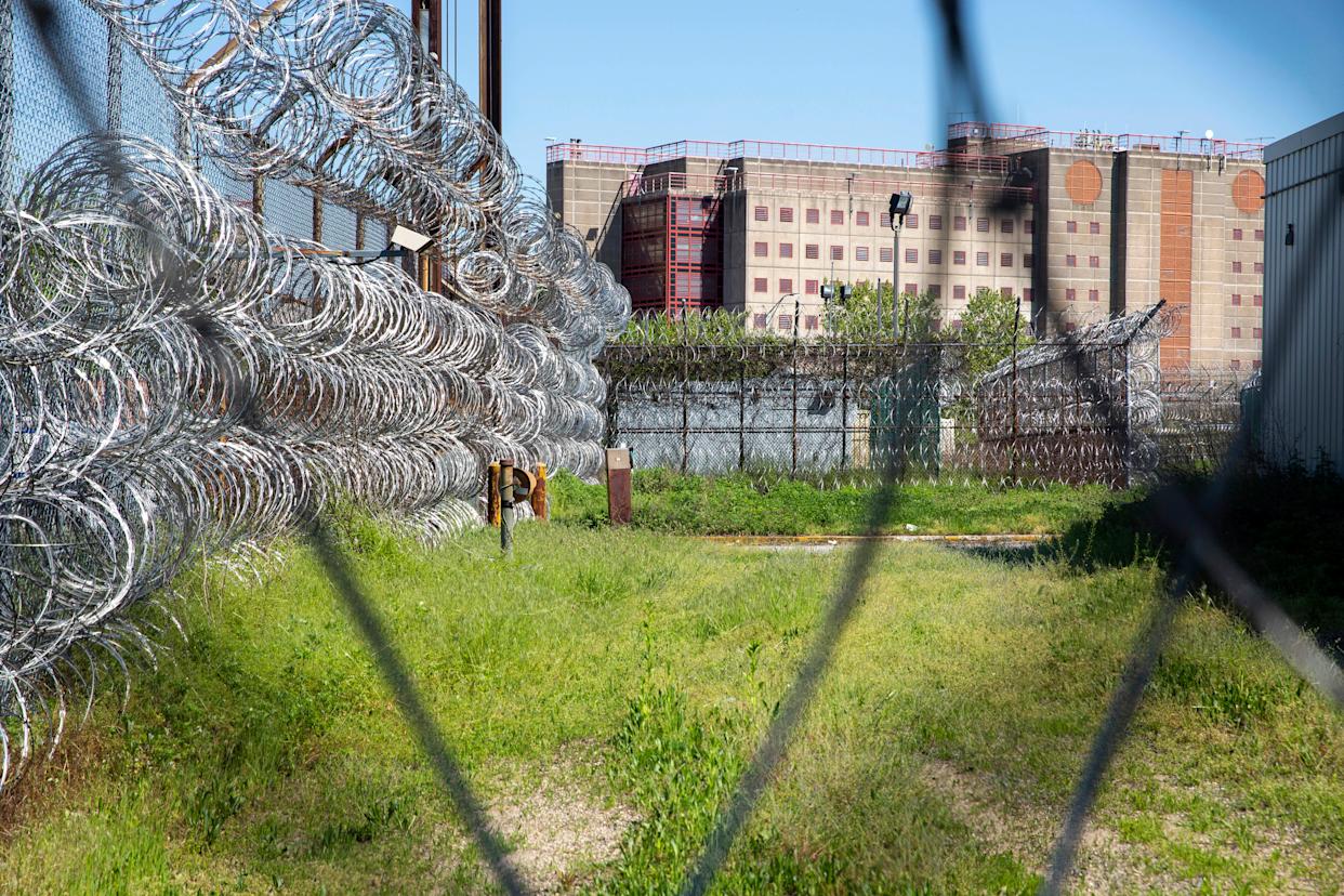 Aerial view of Rikers Island jail complex in New York City