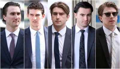 Canadian hockey players arriving to court