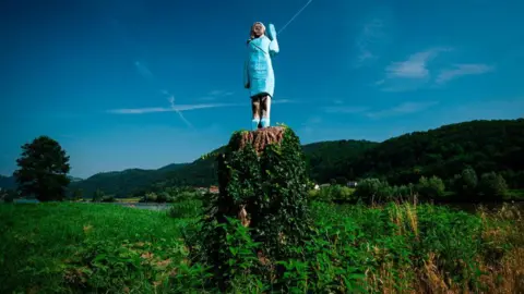 Bronze Melania Trump statue in Slovenia before its disappearance