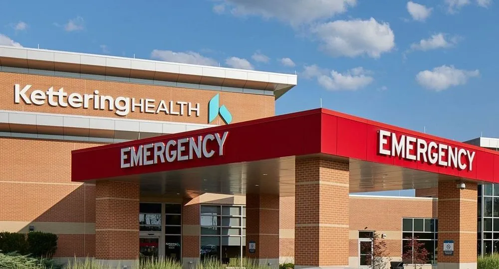 Main entrance of Kettering Health Network after cyber attack kettering health network blackout