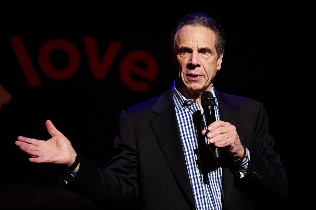 Andrew Cuomo attends a press conference related to his time as New York Governor.